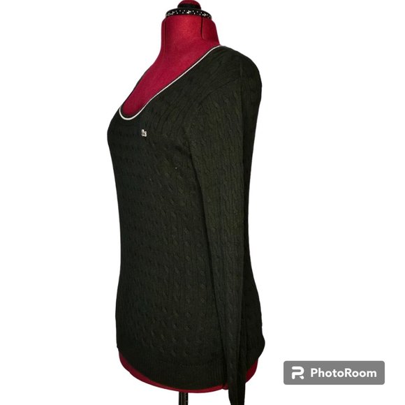 Lacoste Black Cable Knit Sweater | Size 42‎ | Large Equivalent | EUC | Classic - Picture 4 of 5